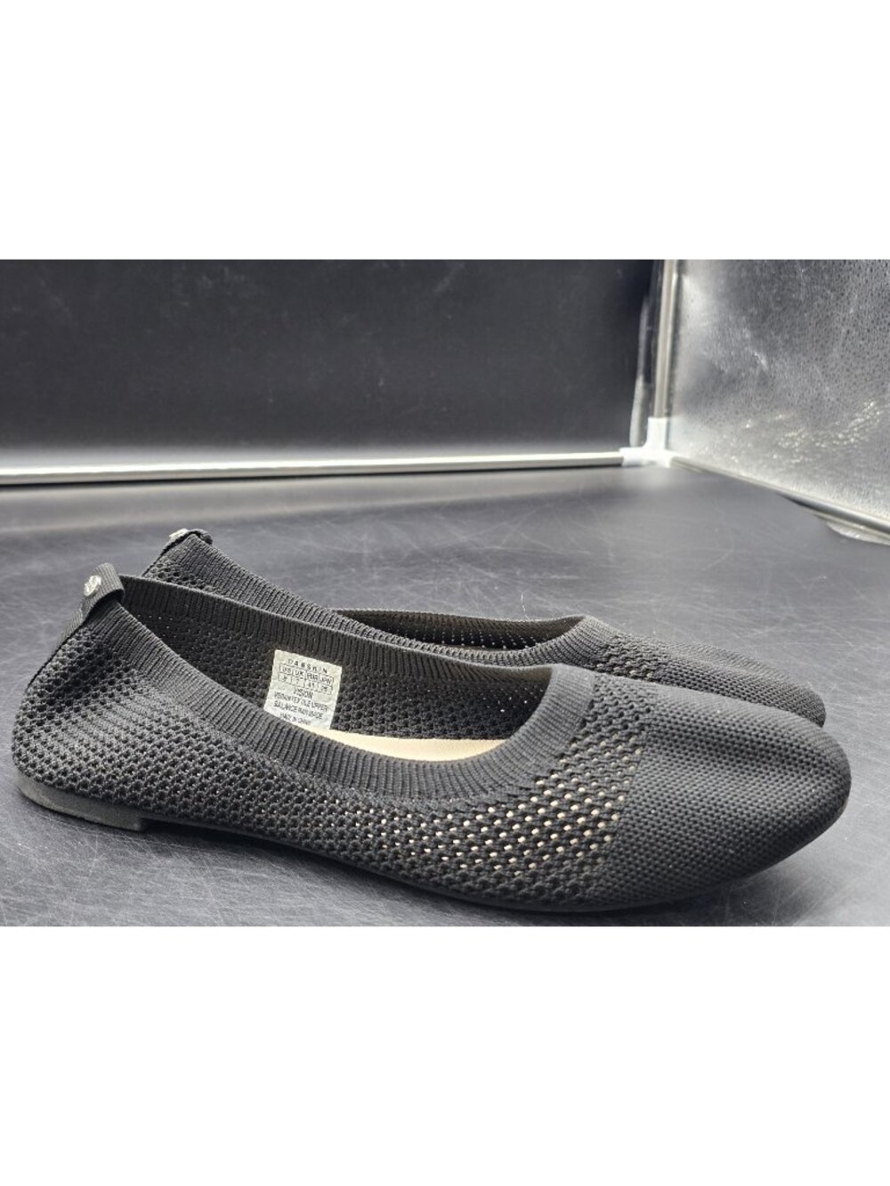 Danskin Vision Shoes Womens Size 9 Black Knit Ballet Flats Vegan Slip On